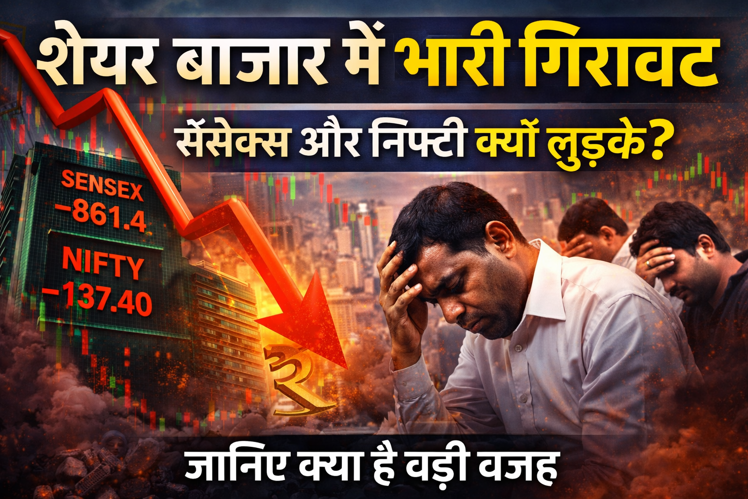 Share Market Crash: शेयर बाजार में भारी गिरावट, सेंसेक्स और निफ्टी क्यों लुढ़के? जानिए क्या है बड़ी वजह